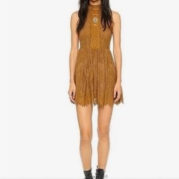 Free People Verushka Lace Sleeveless Dress with Keyhole Back and Mock Neck - Picture 2 of 6